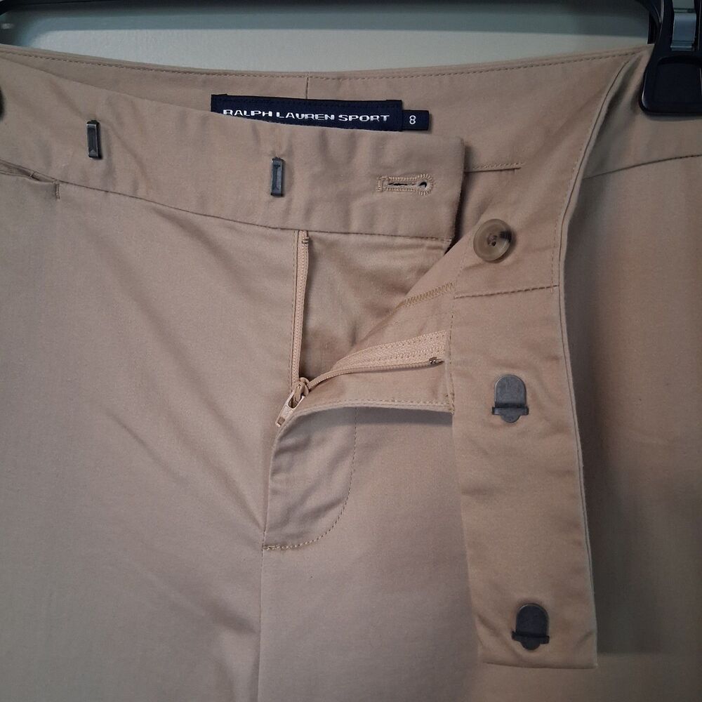 Ralph Lauren Sport Slim Fit Mid-Rise Khaki Chino Trousers Size 8 Minimalist - Picture 5 of 12